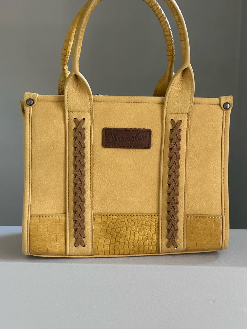Wrangler Mustard Yellow Satchel with Braided Trim
